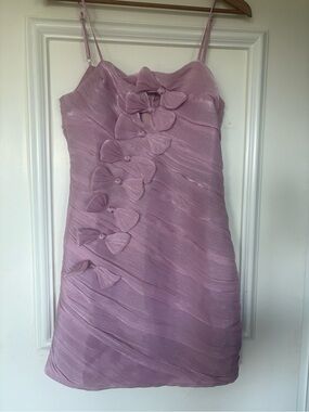NWT Storia Mauve Ruched Bow-Accent Spaghetti Strap Dress